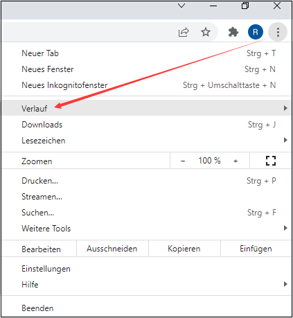 Den Cache in Google Chrome löschen - Schritt 1