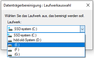 Den Datenträger auswählen