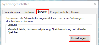 Leistungs-Einstellungen ändern
