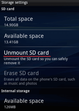 SD-Karte unmountieren