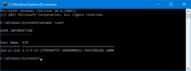 Sicherheitskennung (SID) anzeigen