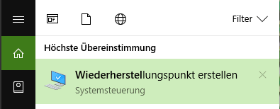 Suche einen Wiederherstellungspunkt erstellen