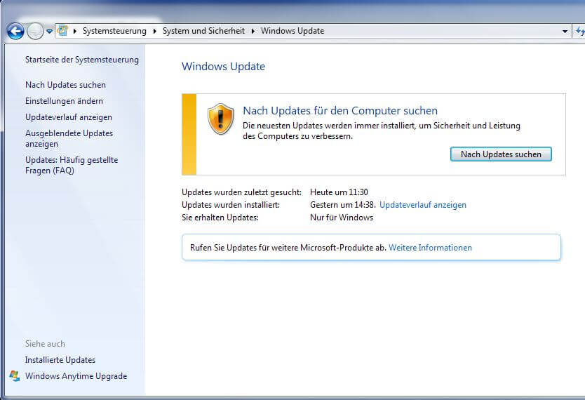 Windows 7 Updates installieren