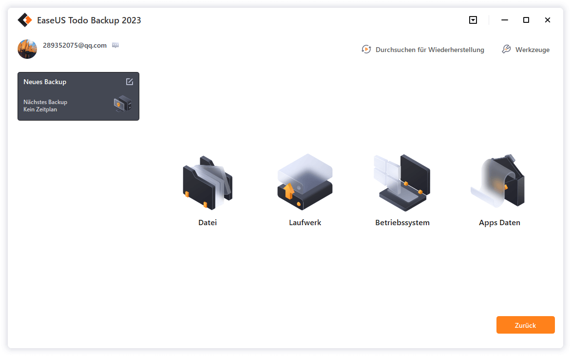 System-Backup auswählen