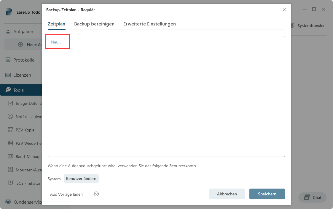 set schedule backup step1