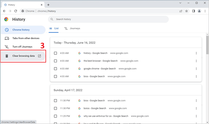 Browserverlauf löschen