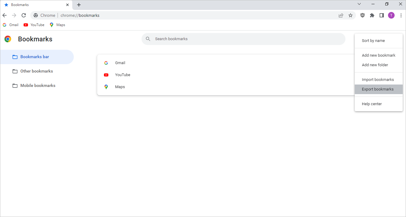 Lesezeichen exportieren