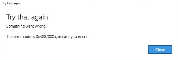 Microsoft Store-Fehlercode 0x80070005