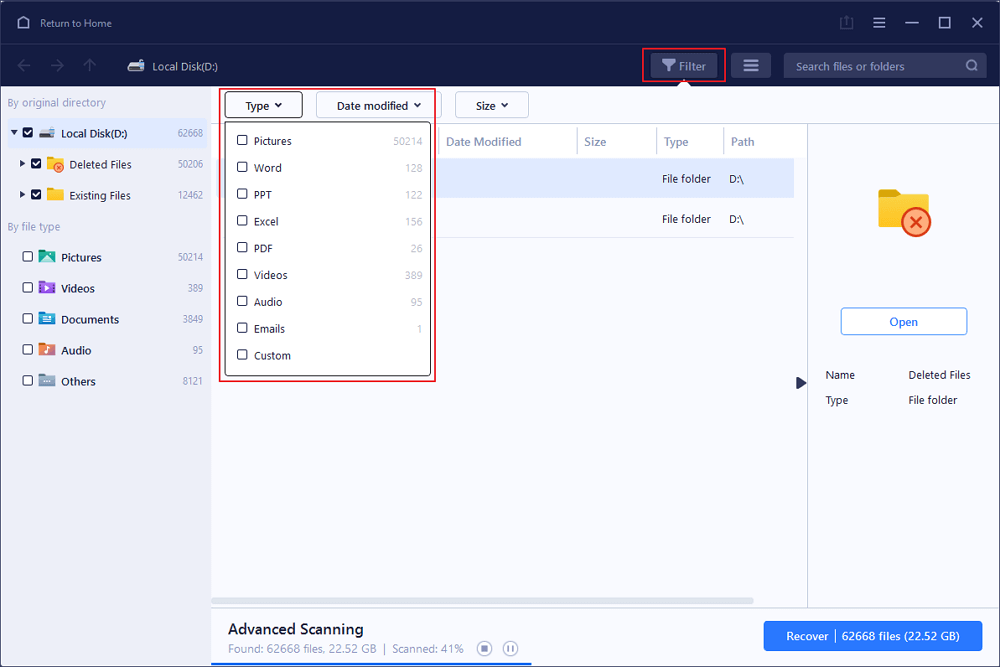 Scannen des Laufwerks nach verlorenen Laufwerken