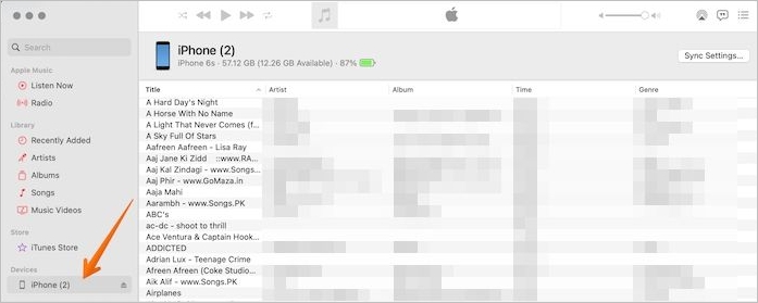 Klicken Sie auf den Namen des iPhones