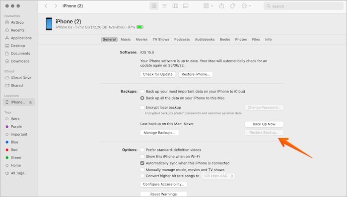Backup wiederherstellen
