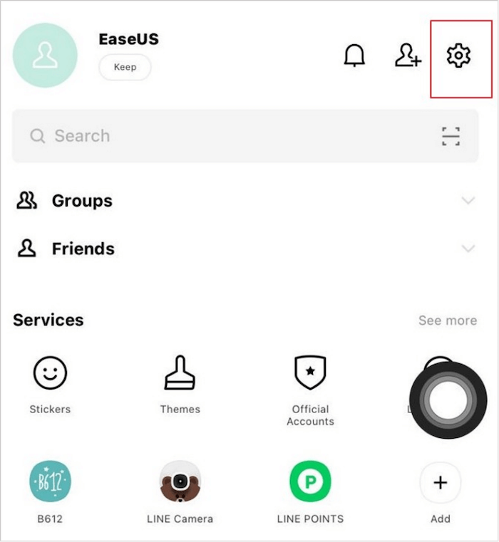 Tippen Sie auf das Zahnradsymbol