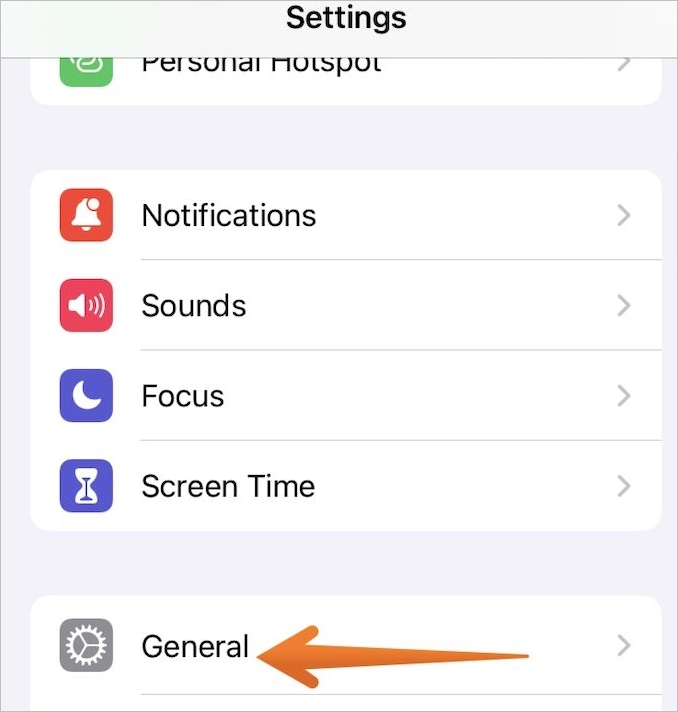 tippen Sie auf Allgemein