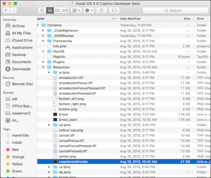 wählen Sie die Datei createinstallmedia