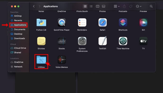 Doppelklick auf den Ordner Utilities