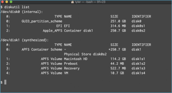 Mit Terminal formatieren