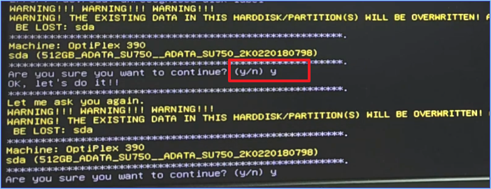 y eingeben, um fortzufahren