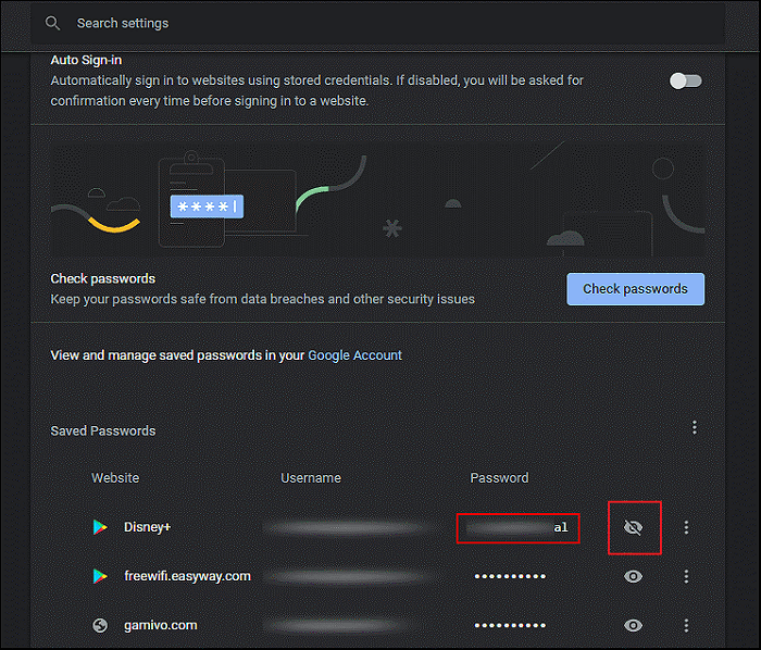 Auf das Augensymbol klicken