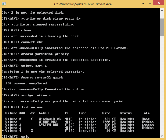 Klicken Sie auf Exit