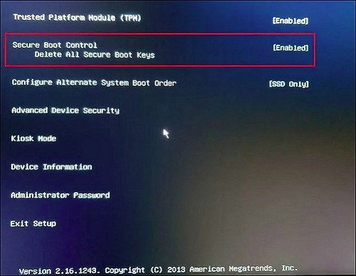 Secure Boot einschalten