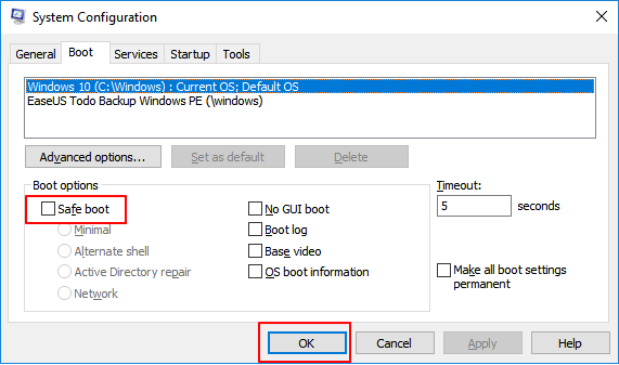 Abgesicherten Bootmodus beenden