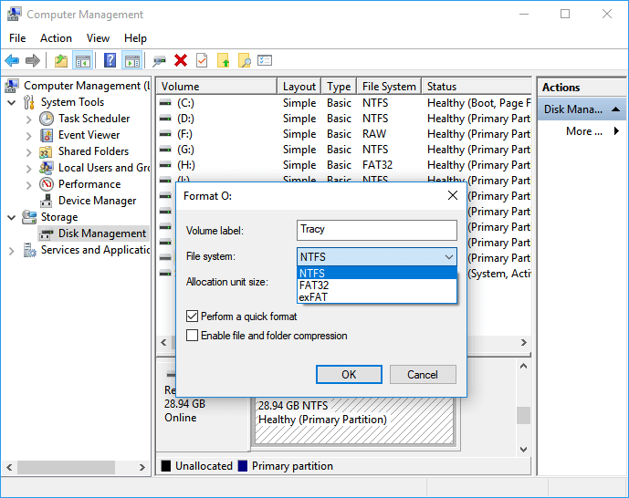 SD-Karte mit der Datenträgerverwaltung formatieren