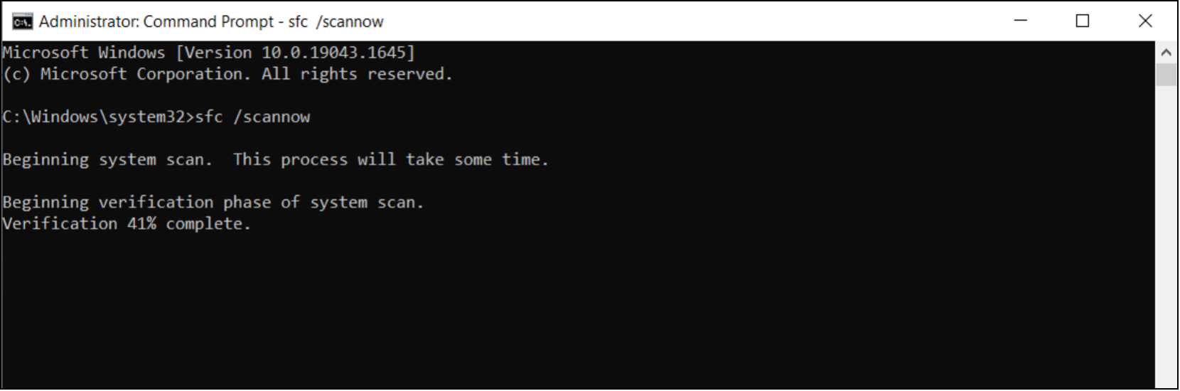 Führen Sie den Befehl sfc aus, um die Festplatte zu scannen