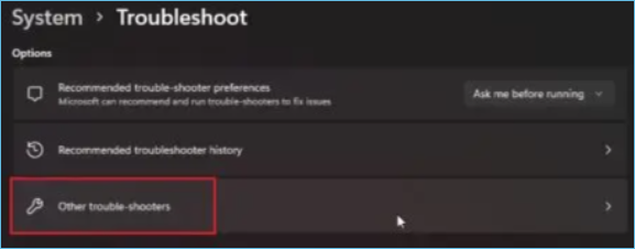 Andere Problembehandlungen wählen