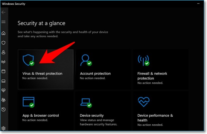 Wählen Sie Viren- und Bedrohungsschutz