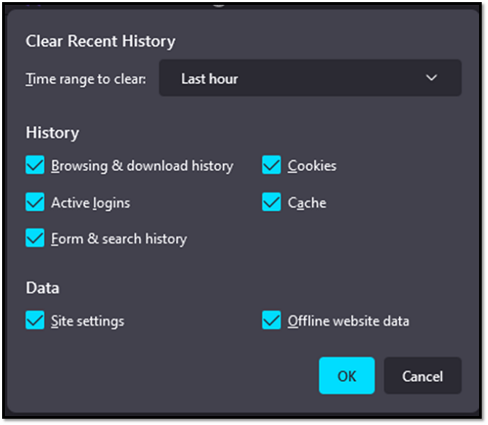 Browserverlauf löschen ok