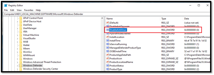 Finden Sie disableantivirus