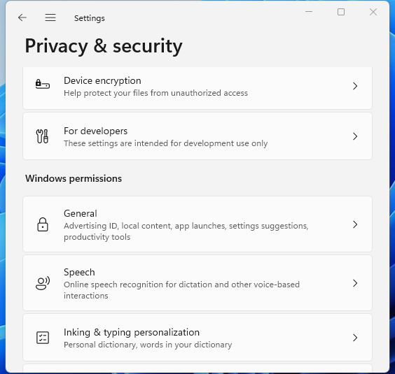 Auf Allgemein klicken