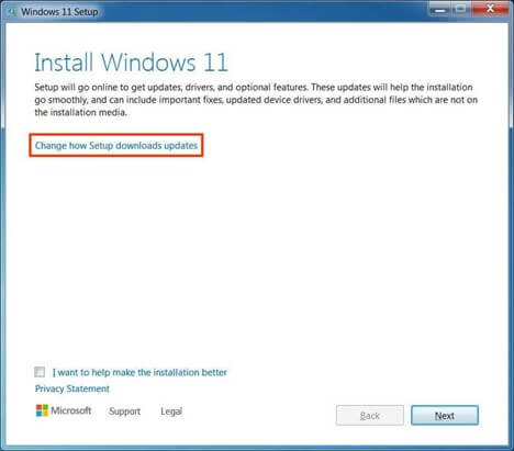 Setup ändern Updates herunterladen