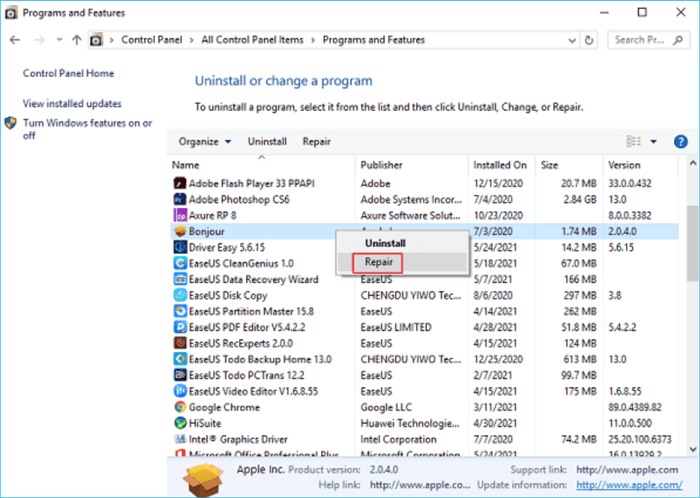 Systemsteuerungs-Reparaturwerkzeug