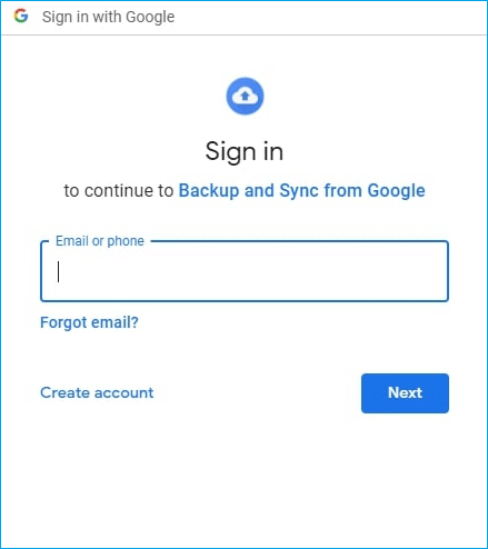 Starten Sie Google Backup and Sync