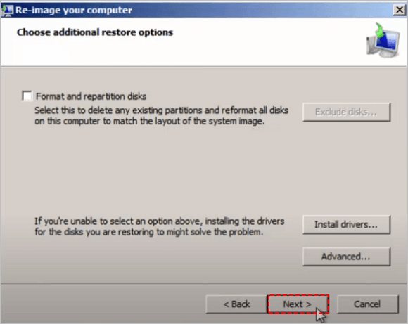 Stellen Sie die Windows 7-Image-Sicherung von einer externen Festplatte wieder her