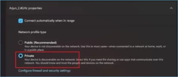 Wifi auf Privat setzen
