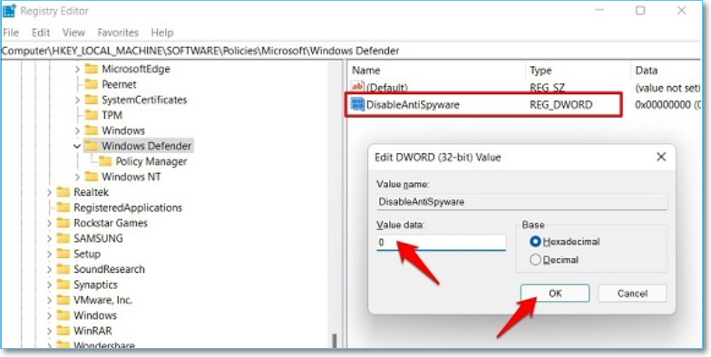 Geben Sie 0 ein und klicken Sie auf OK