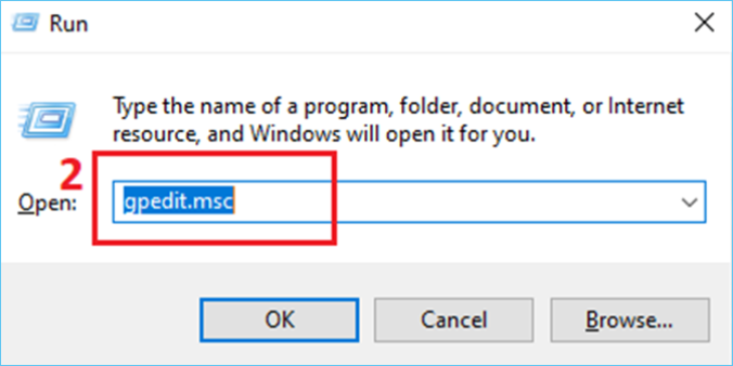 Geben Sie gpedit.msc in den Befehl run ein