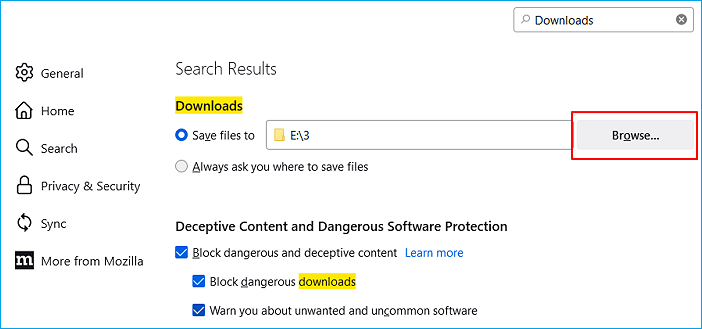 Download-Speicherort ändern
