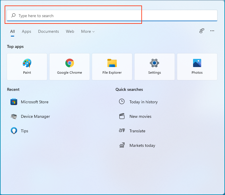 Suchen und Starten von Office aus der Suche
