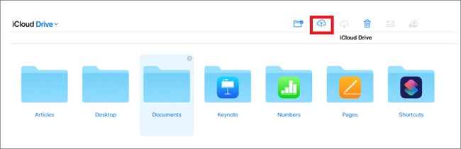 Klicken Sie auf das Upload-Symbol