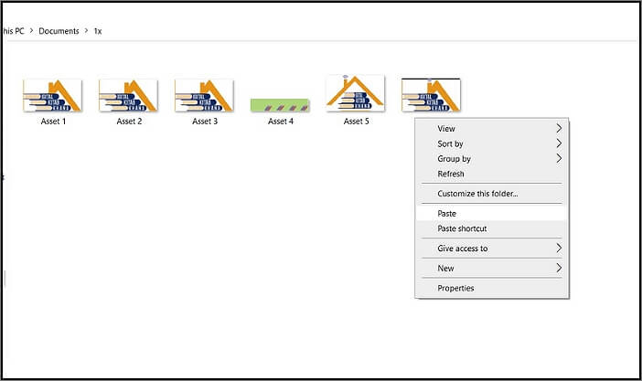 Fügen Sie die Dateien am neuen Speicherort ein