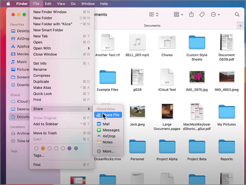 Drücken Sie Datei teilen