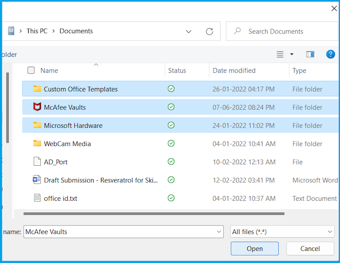 Wählen Sie Dateien aus