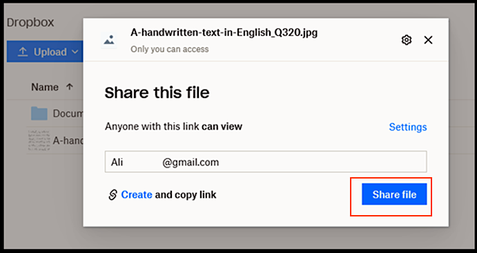 Teilen Sie diese Datei in Dropbox