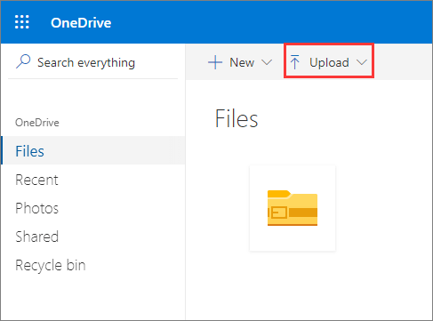 Dateien in onedrive hochladen