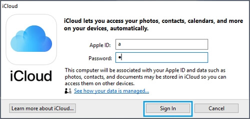 iCloud-Anmeldung