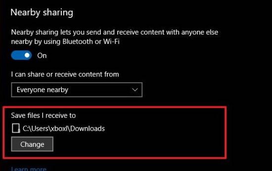 Ändern Sie den Speicherpfad der empfangenen Datei