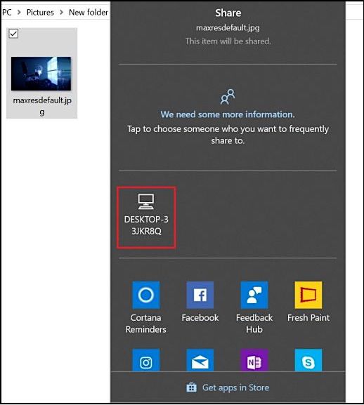 Wählen Sie ein Zielgerät zum Teilen von Dateien